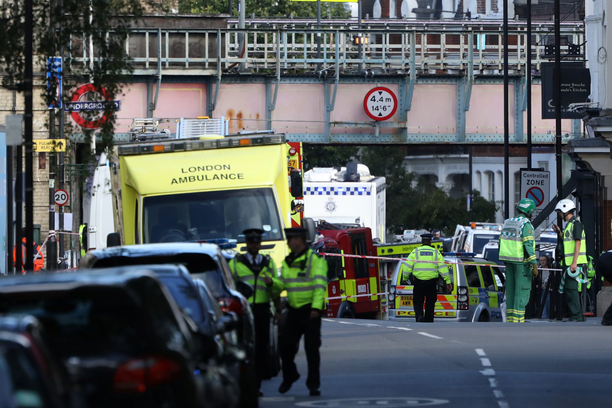 Police, fire and ambulance crew attend to an incident at Parsons Green underground station in London | REUTERS
