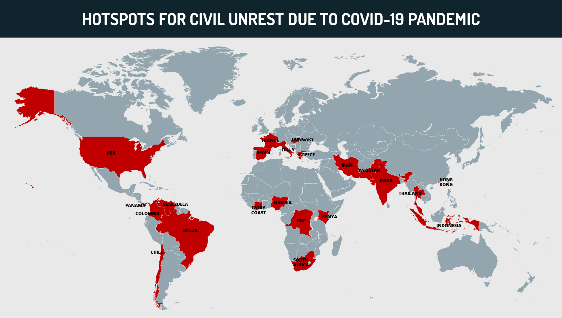 Hotspots for civil unrest doe to covid-19 pandemic